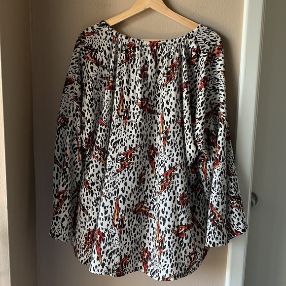 NWT KATE BY LALTRAMODA CAMICI Long Sleeve Lightning Bolt Oversized Tunic Blouse - Picture 8 of 9